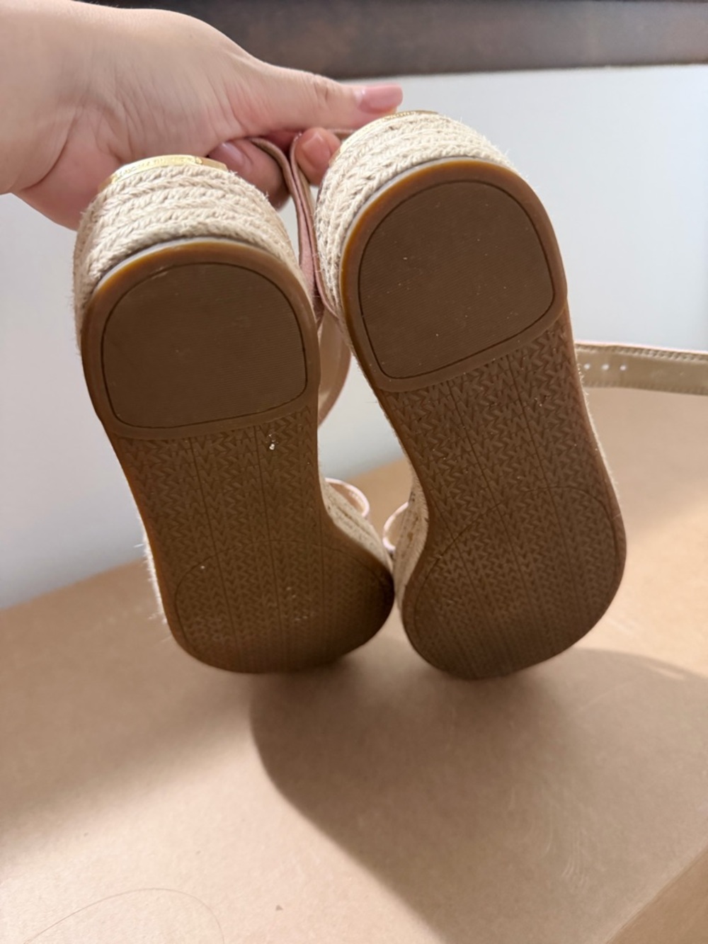 Michael Kors Women's Pink Platform Sandals with Gold Buckle - Picture 4 of 5